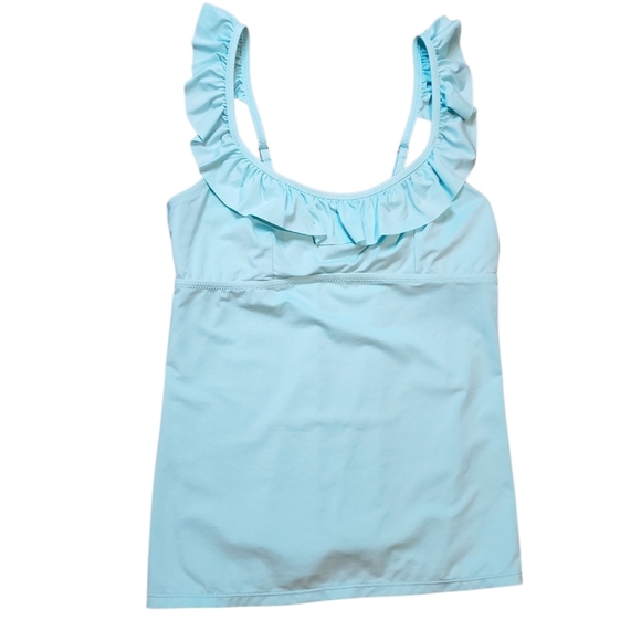 Haley & The Hound Light Blue Ruffle Tankini Swim Top Small NWT - Picture 1 of 4